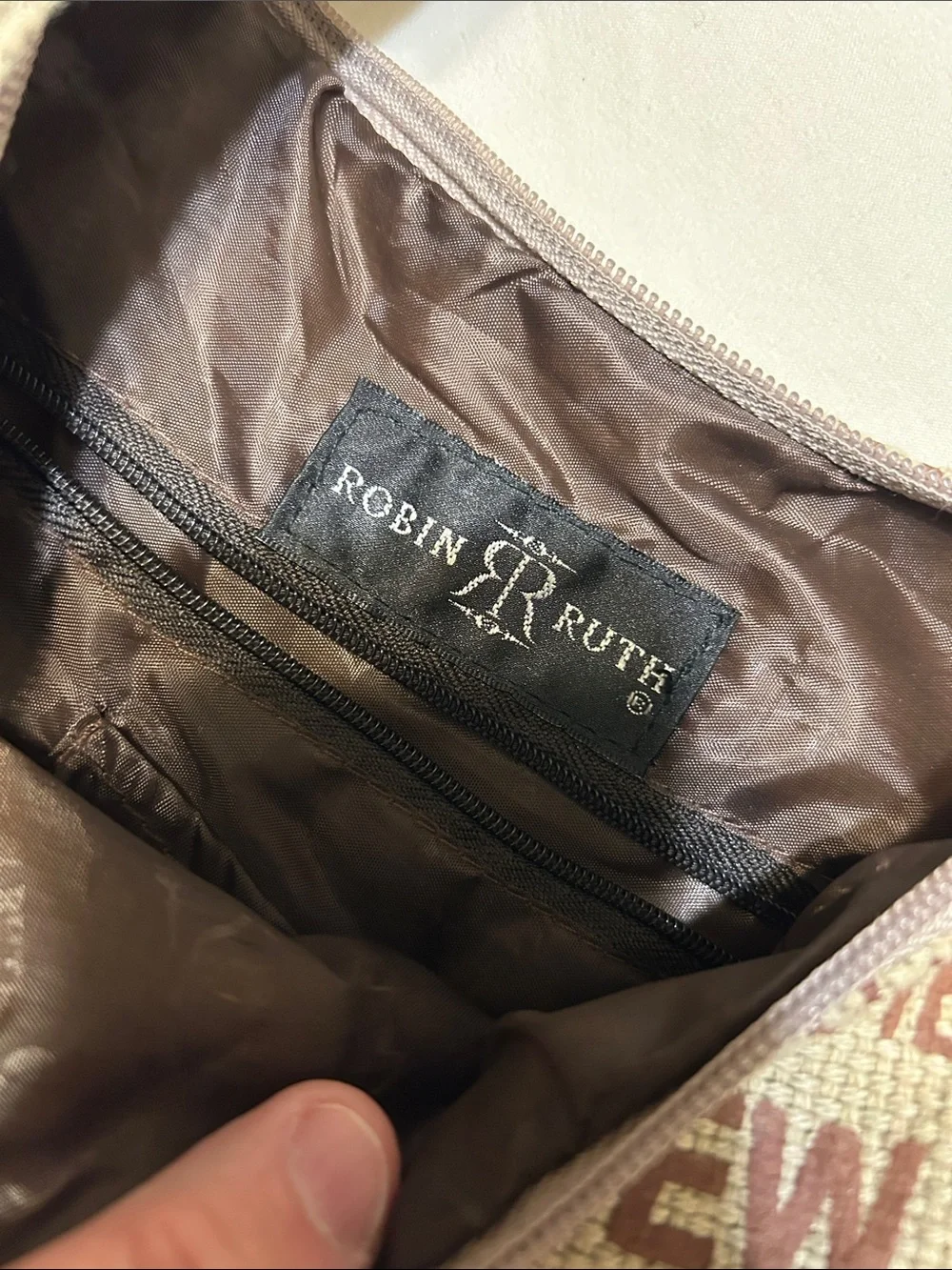 Robin Ruth New York Canvas Shoulder Bag - Brown/Cream